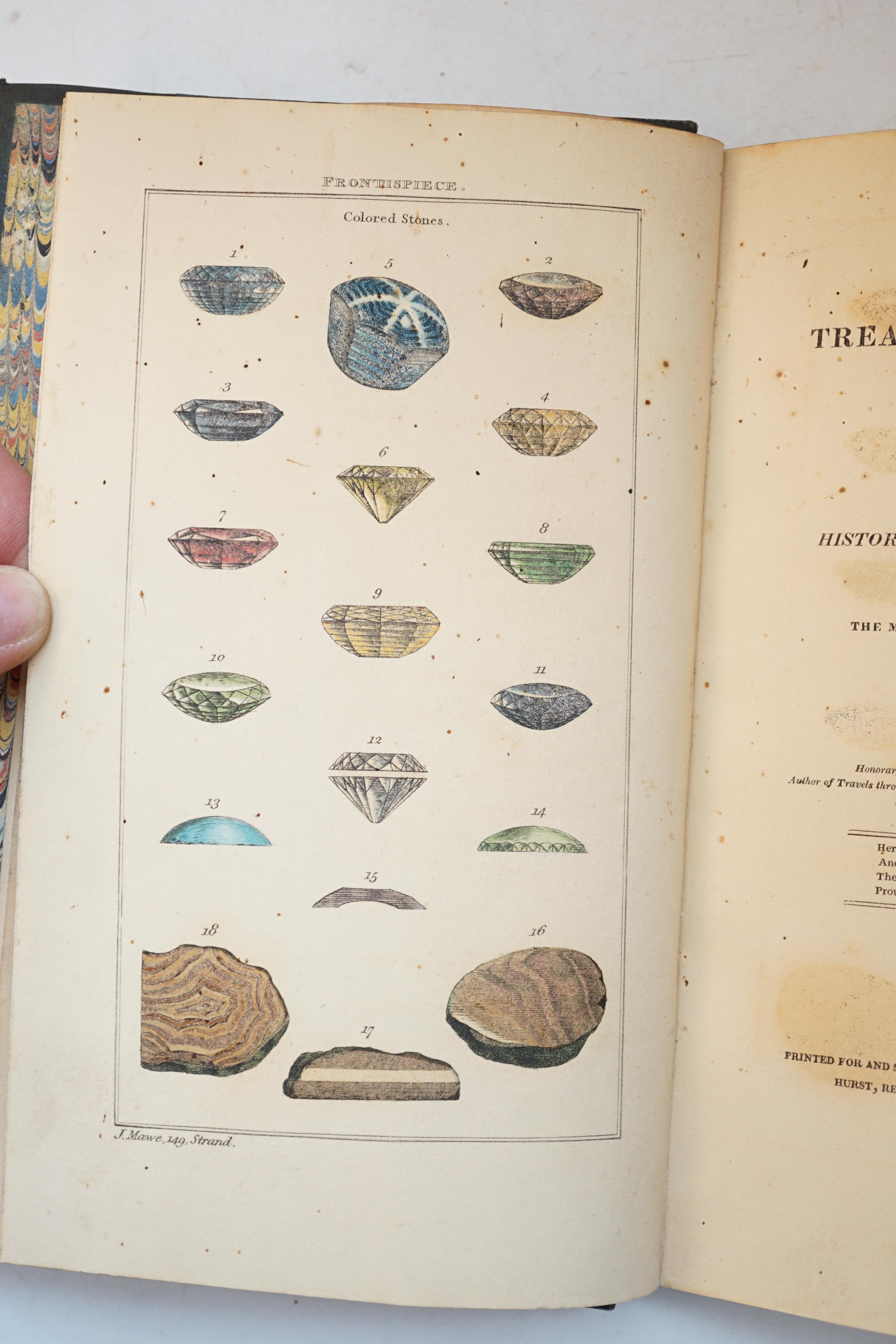 Mawe, John - A Treatise on Diamonds and Precious Stones: Including Their History, Natural and Commercial, 2nd edition, 5 engraved plates (3 hand-coloured), contemporary half calf, 8vo, for the Author, 1823
